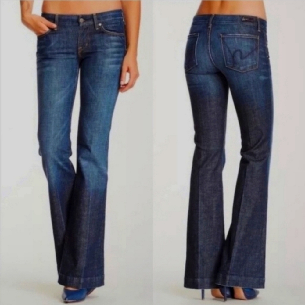 Citizens of Humanity, wide leg dark wash jeans.  Sz 30